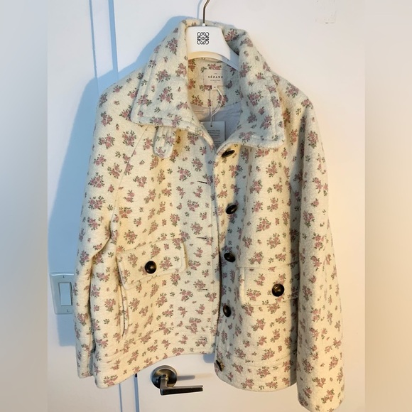 Sézane Leo wool blend coat little roses prairie NWT - Picture 7 of 11